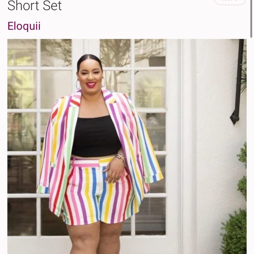 IN SEARCH OF THESE SHORTS! Eloquii Multicolor Striped Blazer and Shorts Set